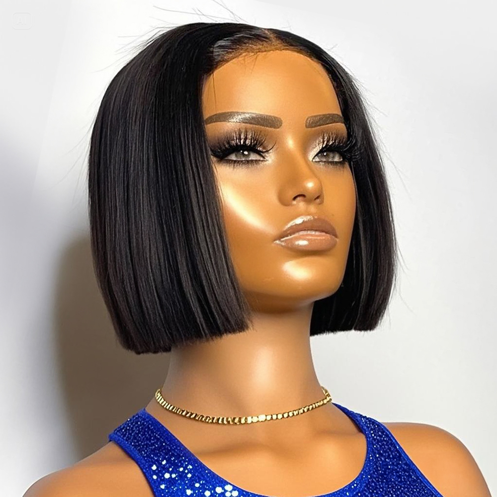 Pre Parted 13X4 Lace Front Bob Wig - Perruque 250% Densité Lisse Bob Court