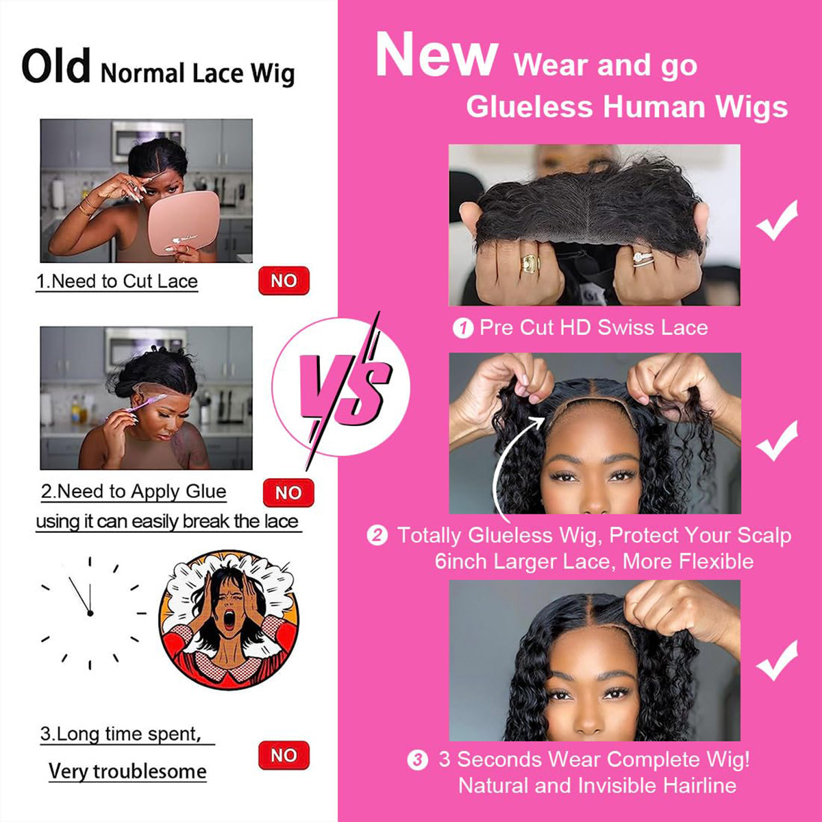 Superbe Bob en cheveux humains - Glueless Wear And Go Human Hair Wig avis et prix