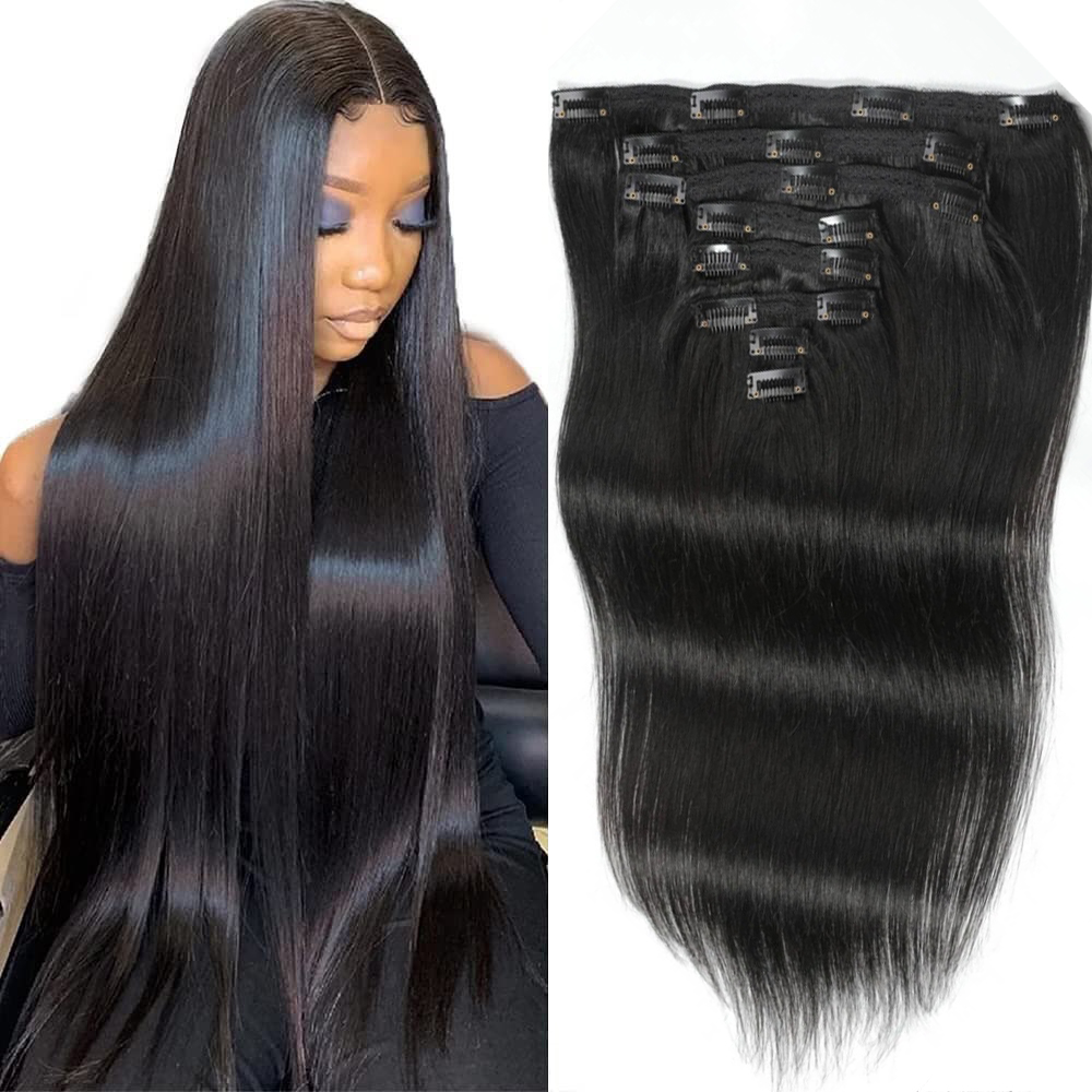 Extensions de cheveux lisses à - Seamless Clip In Hair Extensions Human Hair avis et prix